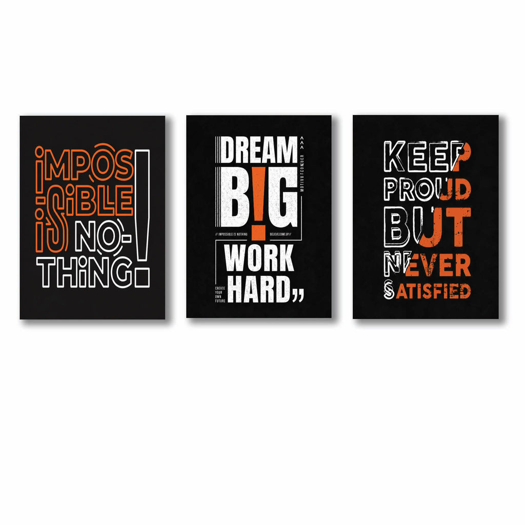 Modern Bold Typography Motivational Quotes Wall Art Photo Tiles – Set of 3