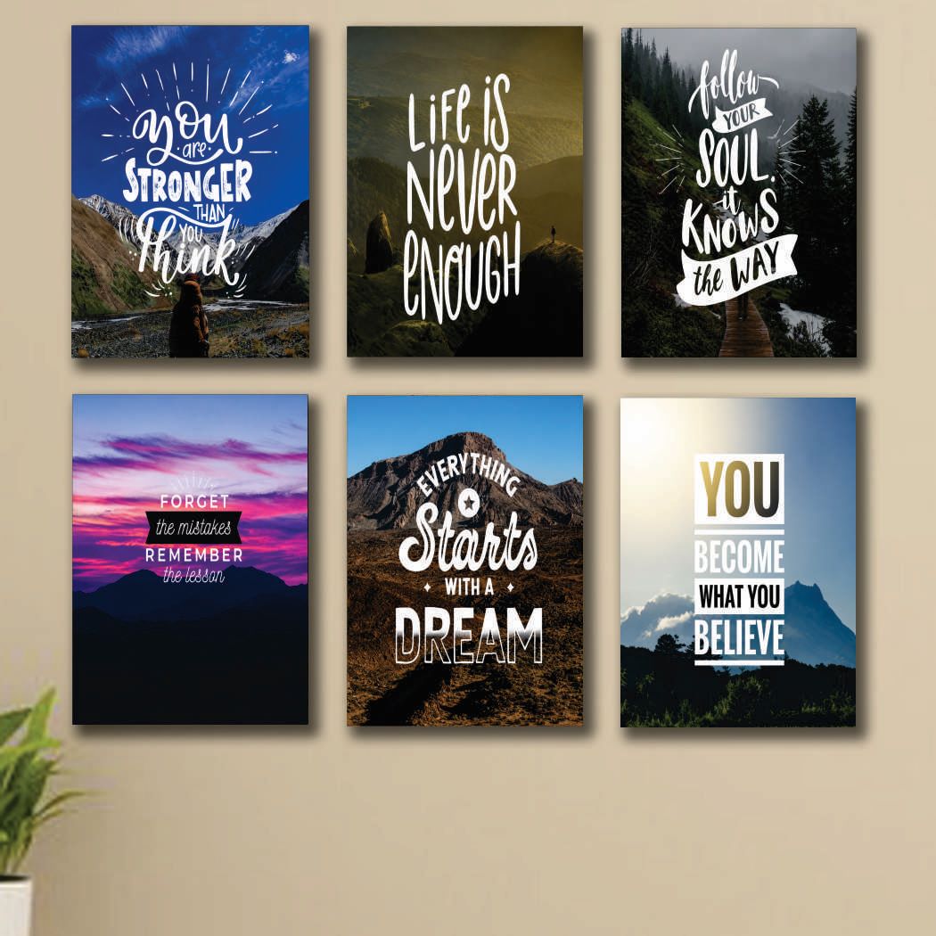 Scenic Nature Landscape & Inspirational Quotes Wall Art Photo Tiles – Set of 6