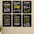 Inspiring Black & Yellow Handwritten Motivational Quotes Wall Art Photo Tiles – Set of 6