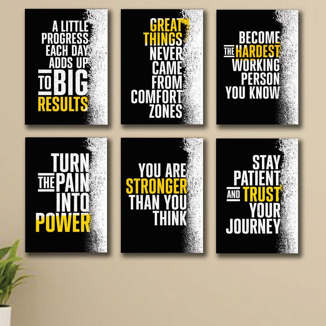 Geometric Splatter Hard Work & Discipline Wall Art Tiles (6-Piece Set)