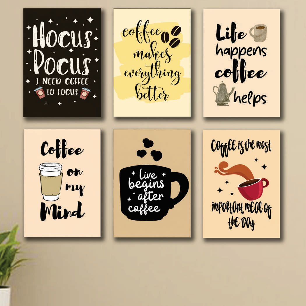Cozy Coffee Bar Quotes & Typography Wall Art Photo Tiles – Set of 6