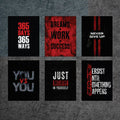 Bold Dark Motivational & Gym Quotes Wall Art Photo Tiles – Set of 6