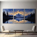 Tranquil Mountain Lake Sunset Triptych Wall Art Photo Tiles – Set of 3