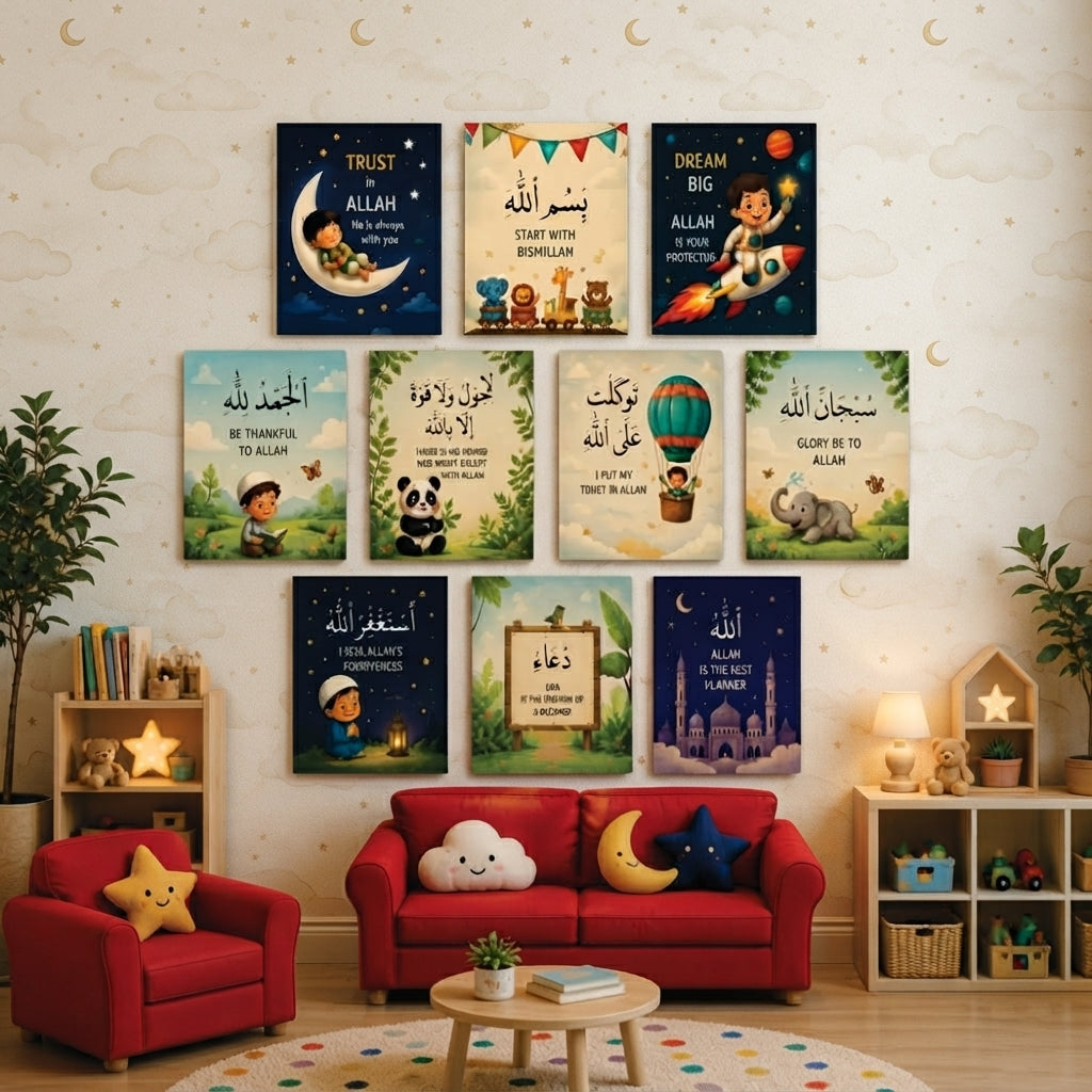 Islamic Kids Wall Art Collection – Set of 10