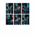 Cyberpunk Tokyo Street Sports Car Wall Art Photo Tiles – Set of 6