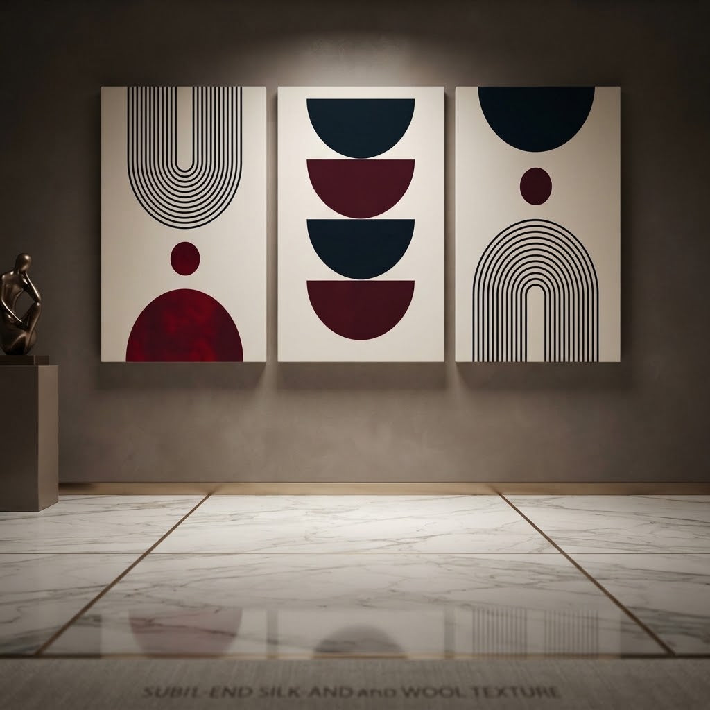 Modern Geometric Arch & Minimalist Abstract Wall Art Photo Tiles – Set of 3