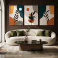 Modern Boho Abstract Botanical Wall Art Photo Tiles – Set of 3