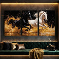 Dynamic Majestic Black & White Horses Wall Art Photo Tiles – Set of 3