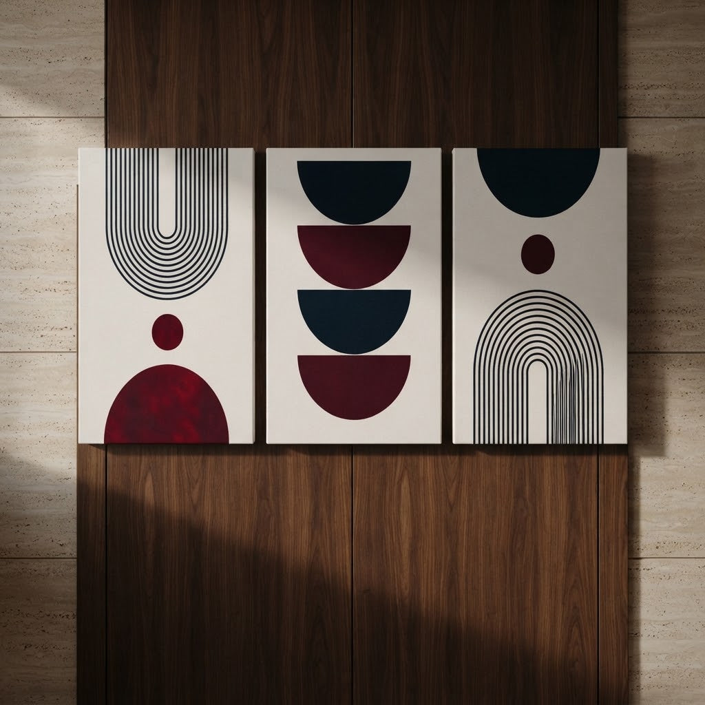 Modern Geometric Arch & Minimalist Abstract Wall Art Photo Tiles – Set of 3