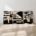 Modern Abstract Black & Beige Portrait Wall Art Photo Tiles – Set of 3