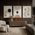 Modern Boho Geometric Line & Circle Abstract Wall Art Photo Tiles – Set of 3