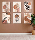 Modern Boho Botanical & Terracotta Line Art Wall Art Photo Tiles – Set of 6