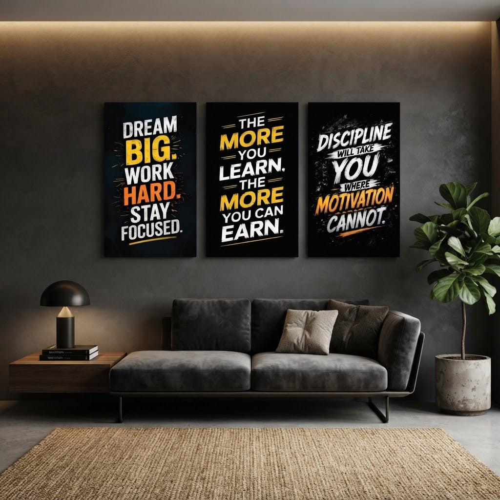 Motivational Quotes Wall Art Photo Tiles – Set of 3