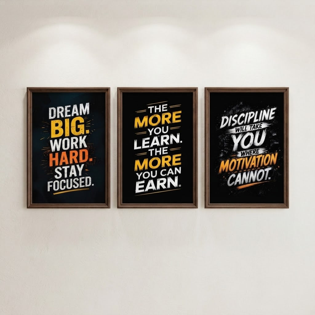 Motivational Quotes Wall Art Photo Tiles – Set of 3