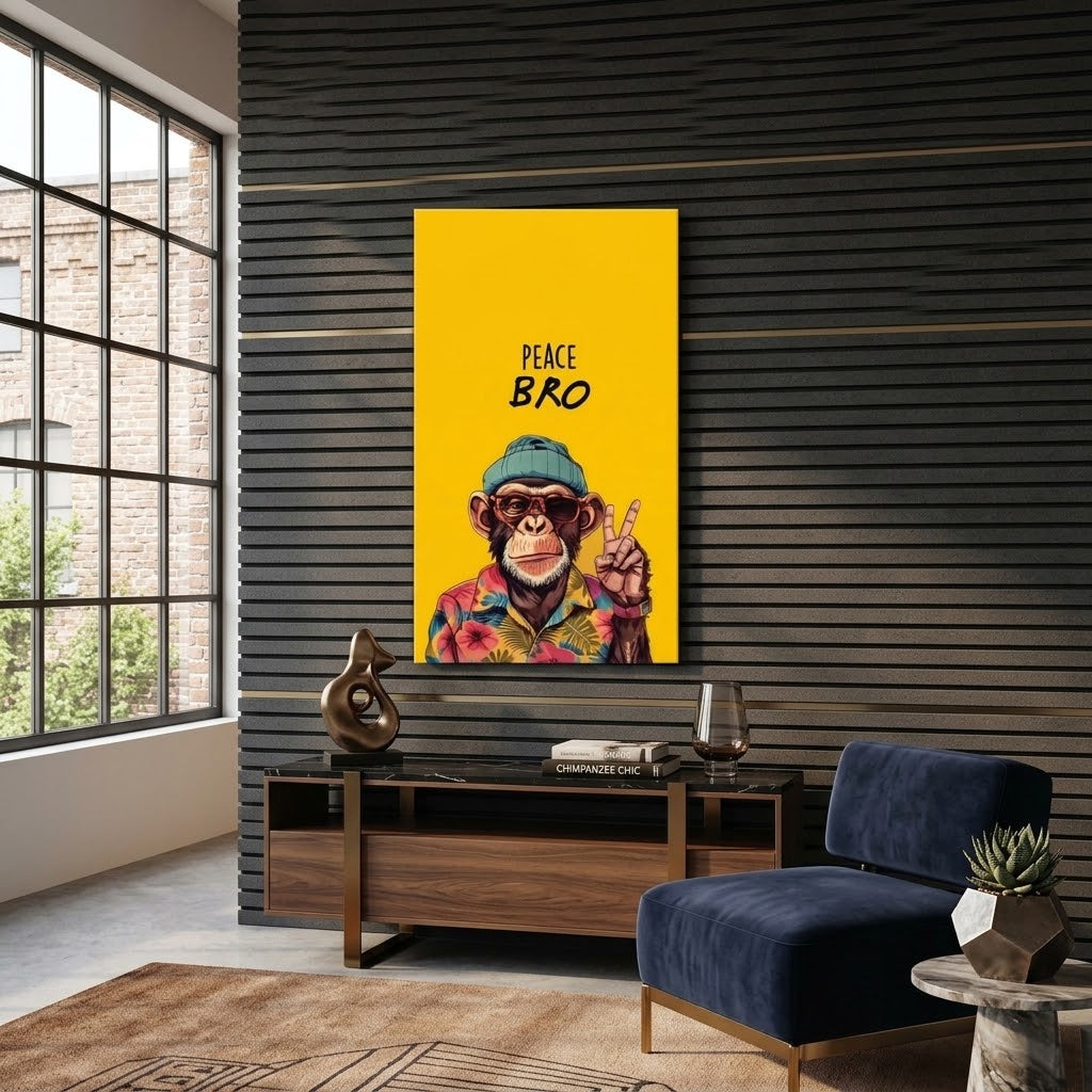 Cool Chimpanzee "Peace Bro" Wall Art Photo Tile (11x16)