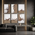 Classic Gold Islamic Calligraphy Wall Art Photo Tiles – Set of 6