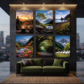 Scenic Nature & Mountain Landscape Wall Art Photo Tiles – Set of 6